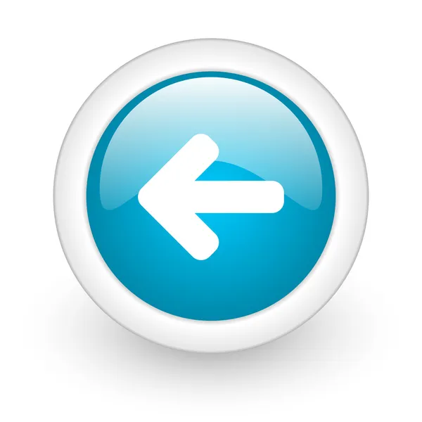 Flèche gauche cercle bleu icône web brillant sur fond blanc — Photo