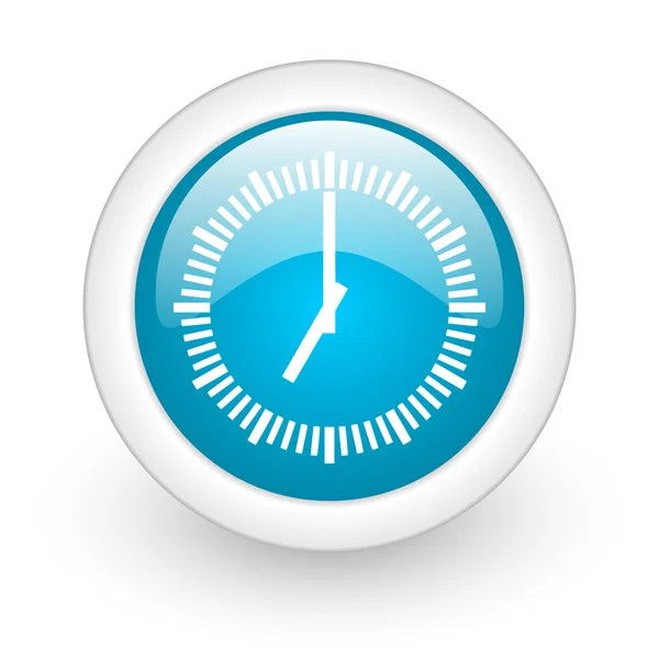 Clock blue circle glossy web icon on white background — Stock Photo, Image