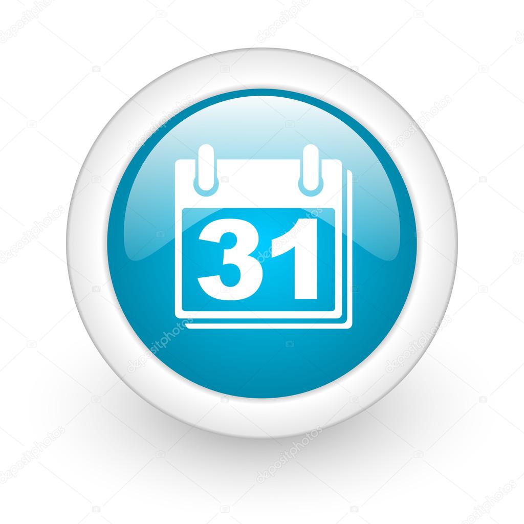 Calendar blue circle glossy web icon on white background — Stock Photo