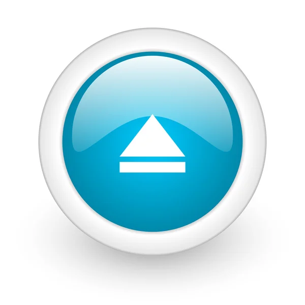Espulsione cerchio blu icona web lucido su sfondo bianco — Foto Stock