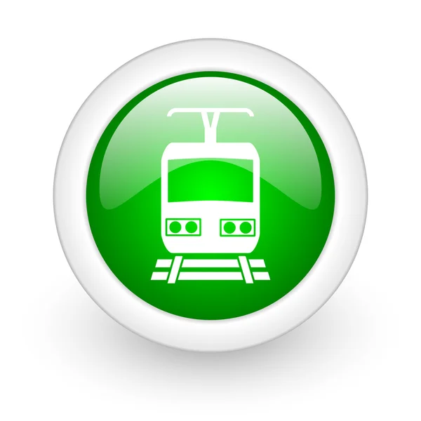 Tren círculo verde icono web brillante sobre fondo blanco — Foto de Stock