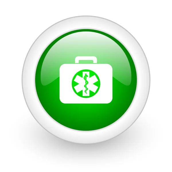 Διάσωση κιτ εικονίδιο web γυαλιστερό πράσινο κύκλο σε άσπρο φόντο — Φωτογραφία Αρχείου