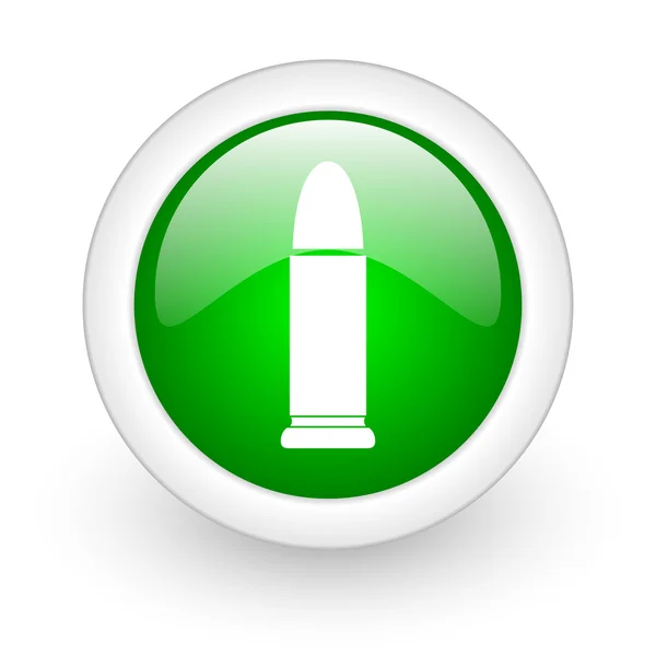 在白色背景上的弹药绿色圆圈光泽 web 图标 — 图库照片