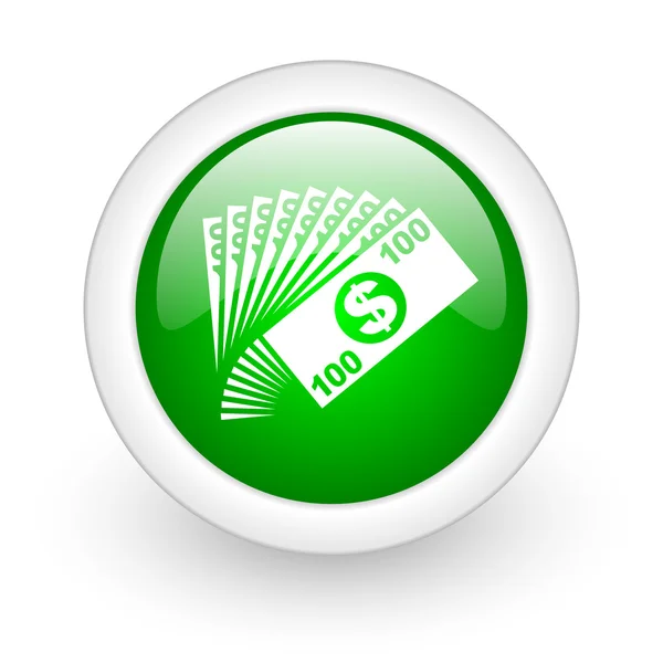 Money green circle glossy web icon on white background — Stock Photo, Image