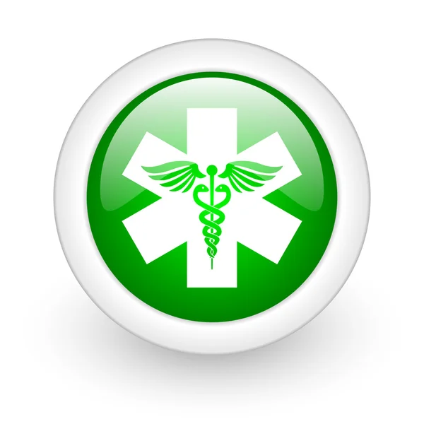 Caduceus green circle glossy web icon on white background — Stock Photo, Image