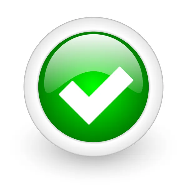Přijměte lesklý web ikony zelený kruh na bílém pozadí — Stock fotografie