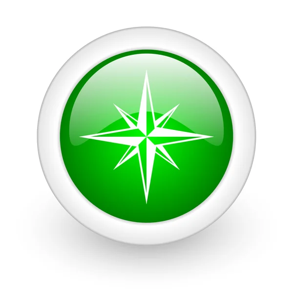 Compass green circle glossy web icon on white background — Stock Photo, Image