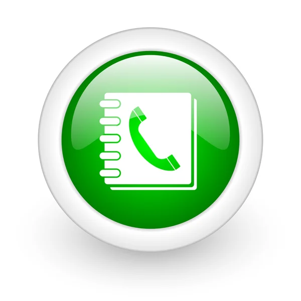 Phonebook green circle glossy web icon on white background — Stock Photo, Image