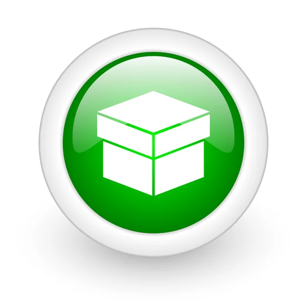 Vak groene cirkel glanzend web pictogram op witte achtergrond — Stockfoto