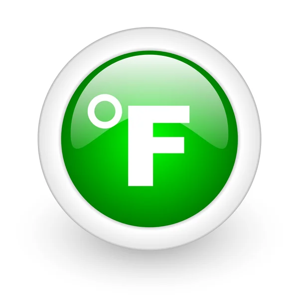 Fahrenheit círculo verde ícone web brilhante no fundo branco — Fotografia de Stock