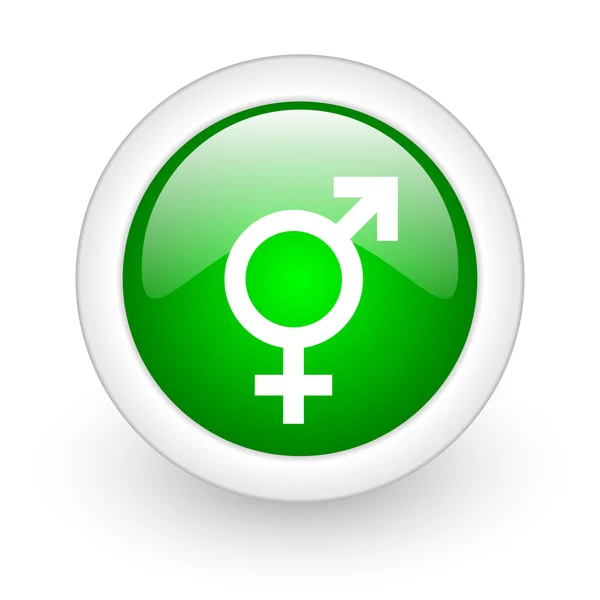 섹스 흰색 바탕에 녹색 원 광택 웹 아이콘 — 스톡 사진