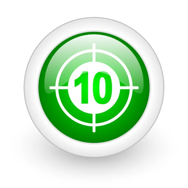 Target green circle glossy web icon on white background — Stock Photo, Image