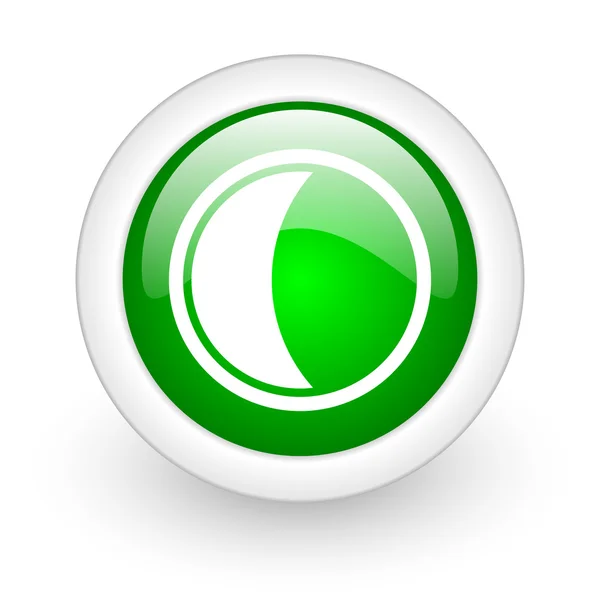 흰색 배경에서 달 녹색 원 광택 웹 아이콘 — 스톡 사진
