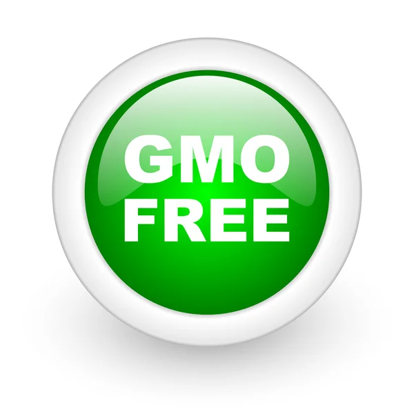 GMO ücretsiz yeşil daire parlak web simgesi beyaz zemin üzerine — Stok fotoğraf