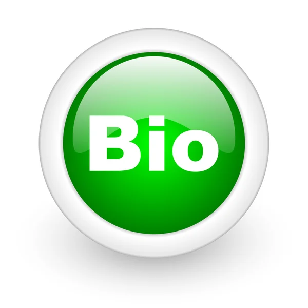 Bio green circle glossy web icon on white background — стоковое фото