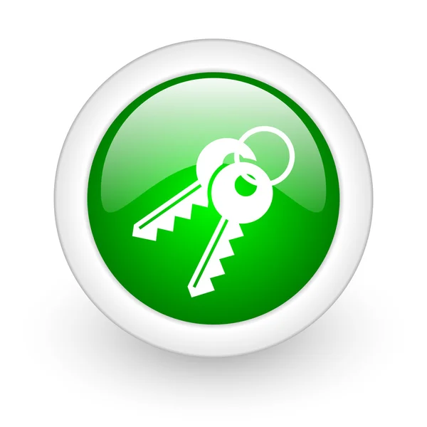 Keys green circle glossy web icon on white background — Stock Photo, Image