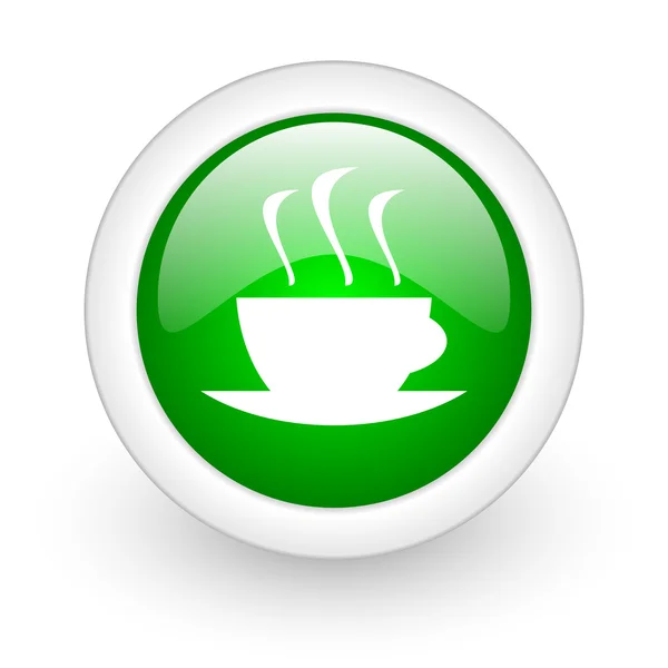 Café cercle vert icône web brillant sur fond blanc — Photo