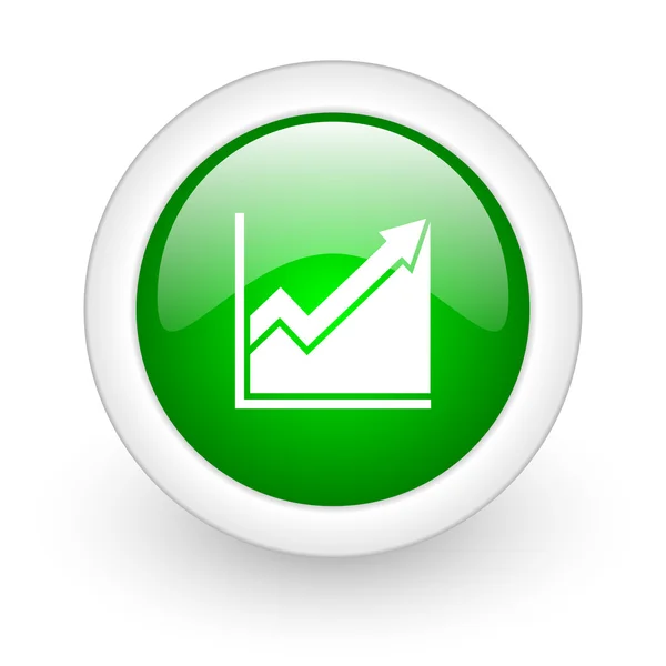 Гістограма зеленого кола глянсова веб-іконка на білому фоні — стокове фото