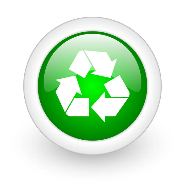 Recycle green circle glossy web icon on white background — Stock Photo, Image