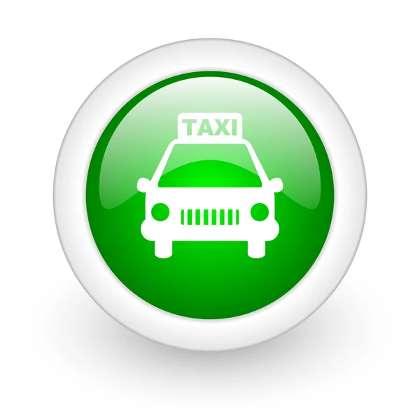 Taxi green circle glossy web icon on white background — Stock Photo, Image