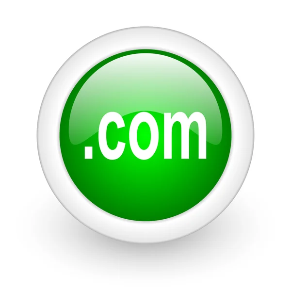Com círculo verde icono web brillante sobre fondo blanco —  Fotos de Stock
