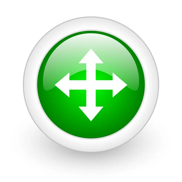 Стрелки зеленый круг глянцевая иконка паутины на белом фоне — стоковое фото