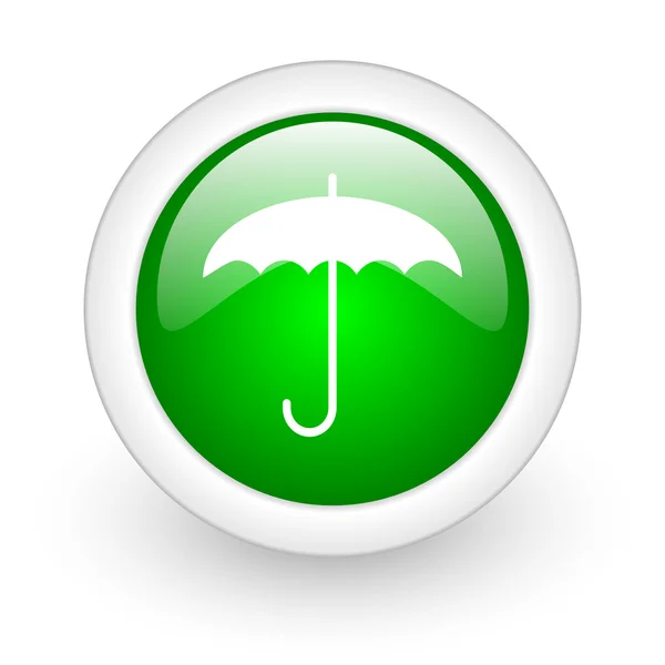 Парасолька зелене коло глянсова веб-іконка на білому тлі — стокове фото