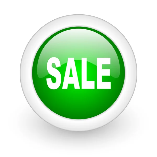 Sale green circle glossy web icon on white background — Stock Photo, Image