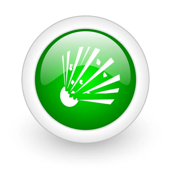 Бомба зеленый круг глянцевый иконка паутины на белом фоне — стоковое фото