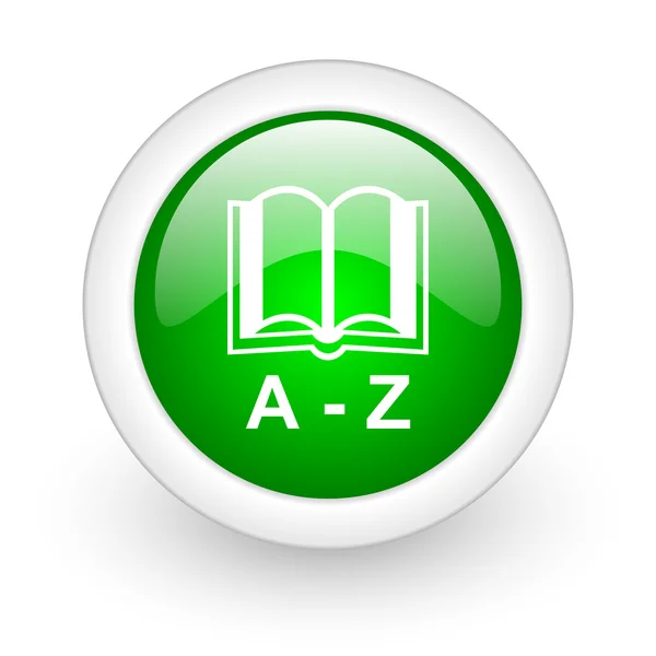 Słownik zielone kółko WWW błyszczący ikona na białym tle — Zdjęcie stockowe