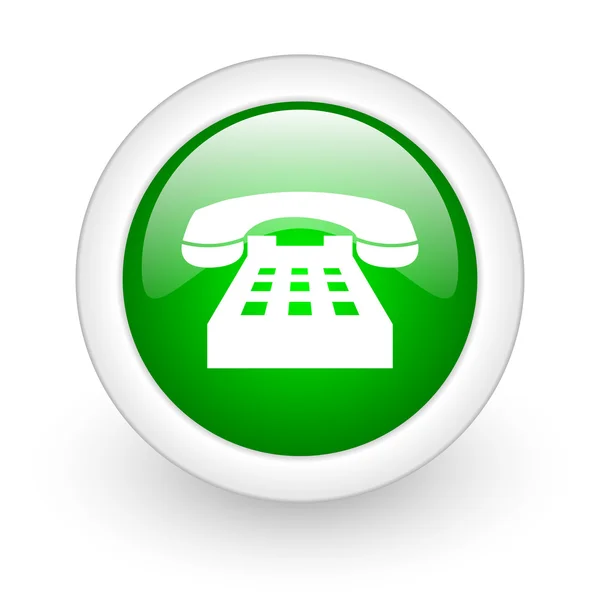 Phone green circle glossy web icon on white background — Stock Photo, Image