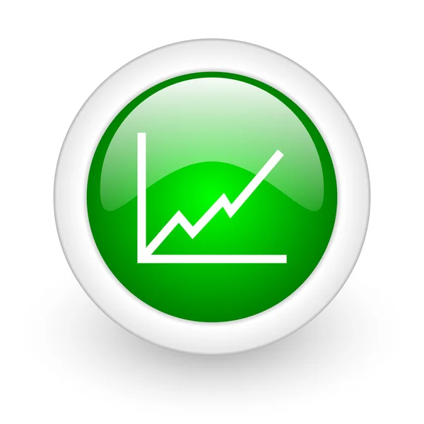 Діаграма зелене коло глянсова веб-іконка на білому фоні — стокове фото