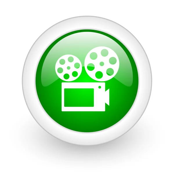 Cinema green circle glossy web icon on white background — Stock Photo, Image