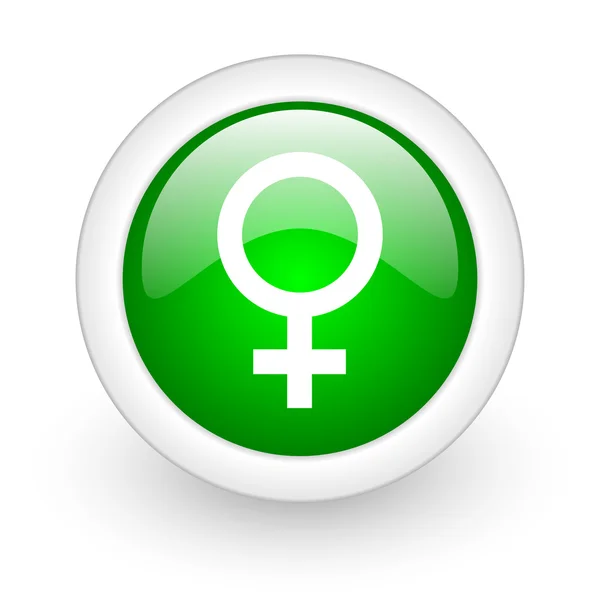 Seks zielone kółko WWW błyszczący ikona na białym tle — Zdjęcie stockowe