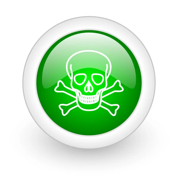 Lebka zelený kruh lesklý web ikony na bílém pozadí — Stock fotografie