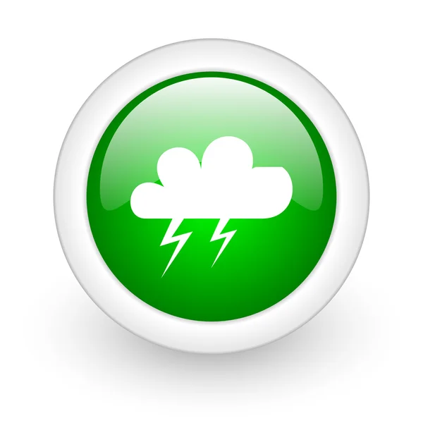 Időjárás zöld kör fényes web ikon fehér háttér — Stock Fotó