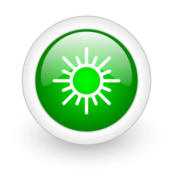 Güneş yeşil daire parlak web simgesi beyaz zemin üzerine — Stok fotoğraf