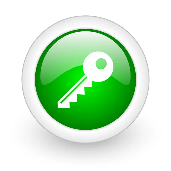 Anahtar yeşil daire parlak web simgesi beyaz zemin üzerine — Stok fotoğraf