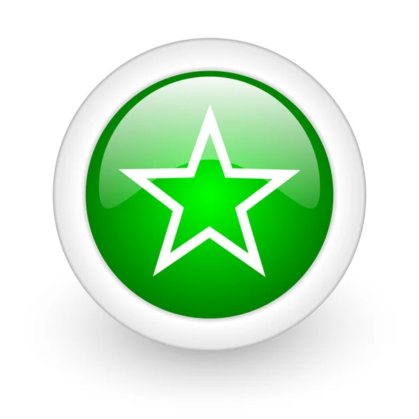 Estrela círculo verde ícone web brilhante no fundo branco — Fotografia de Stock