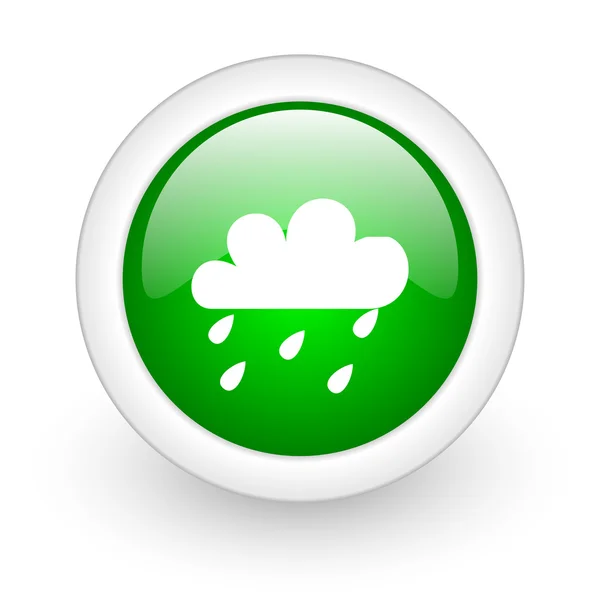 Прогноз погоды зеленый круг глянцевый иконка паутины на белом фоне — стоковое фото
