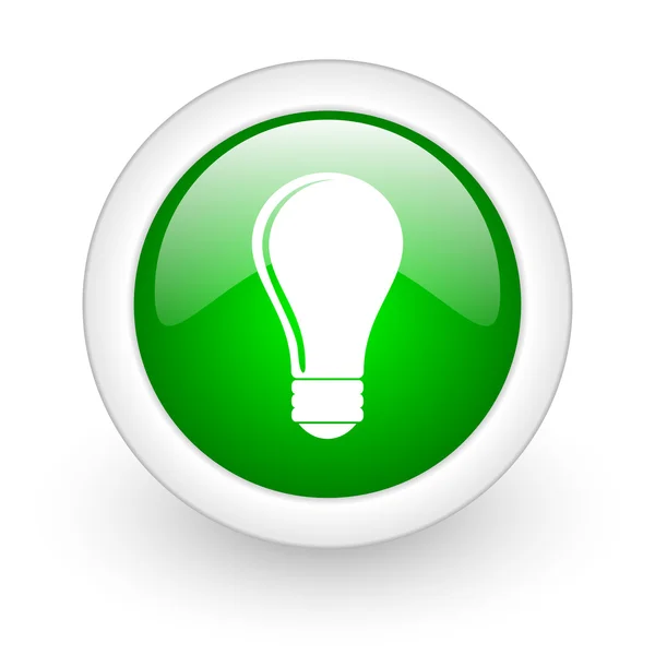 Light bulb green circle glossy web icon on white background — Stock Photo, Image