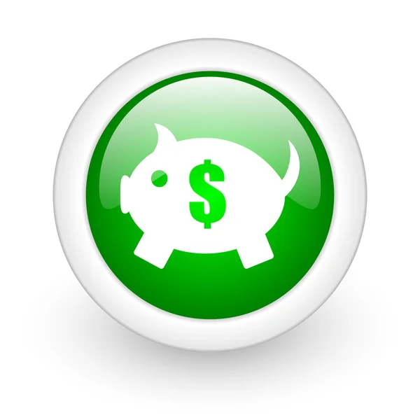 Piggy bank green circle glossy web icon on white background — Stock Photo, Image