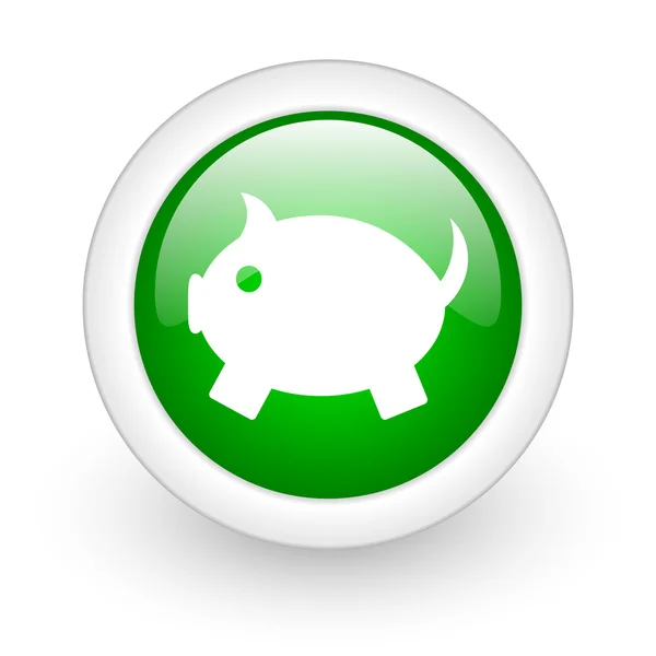 Piggy bank green circle glossy web icon on white background — Stock Photo, Image