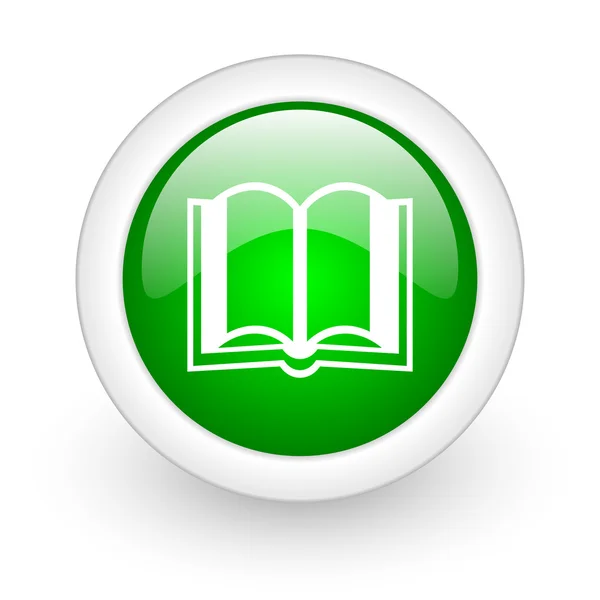 Book green circle glossy web icon on white background — Stock Photo, Image