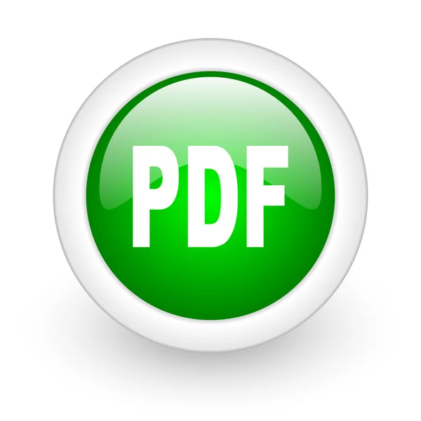 Pdf círculo verde ícone web brilhante no fundo branco — Fotografia de Stock