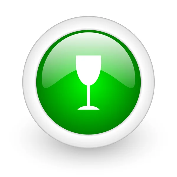 Cristal verde círculo brillante web icono sobre fondo blanco — Foto de Stock