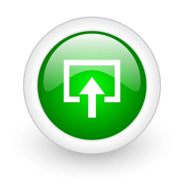 Voer groene cirkel glanzend web pictogram op witte achtergrond — Stockfoto