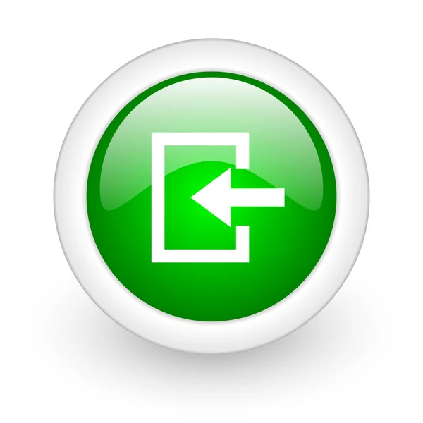 Enter green circle glossy web icon on white background — стоковое фото