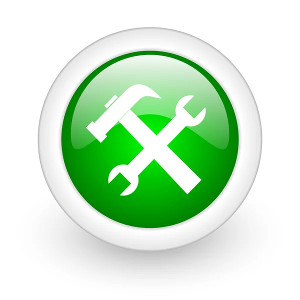 Tools green circle glossy web icon on white background — Stock Photo, Image