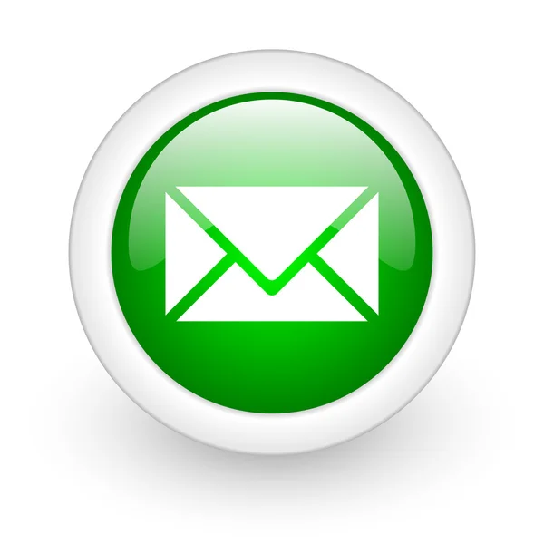 Mail green circle glossy web icon on white background — Stock Photo, Image